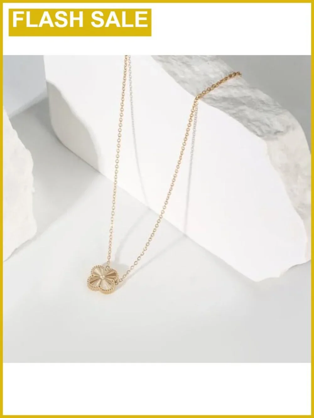 18K Gold Plated Four Leaf Clover Necklace Double Sided Pendant Dainty Lucky